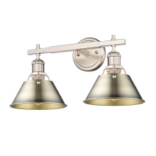 Golden 3306-BA2 PW-AB - Yep by Golden Lighting Orwell 2-light Vanity in Pewter and Aged Brass shade